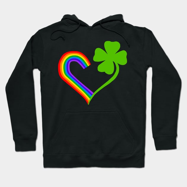 Clover Rainbow Pride Irish Heart Hoodie by Art by Deborah Camp